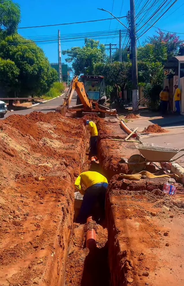 Em fase de implantação, serviço de esgoto em Água Clara deve entrar em funcionamento até o final do ano